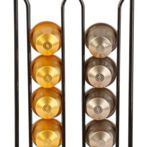 Metalen Koffiecapsulehouder - Voor 28 Nespresso Capsules - Capsulehouder Met 4 Kolommen - Compact En Ruimtebesparend Ontwerp - Mat Zwart - 125 X 115 X 340 Mm [BW0998]