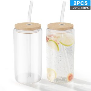 NAIZY Drinkglazen met deksel en rietje 550ml glazen bekers glazen glazen met reinigingsborstel matcha glazen glazenset voor ijskoffie latte macchiato cocktails, 2 stuks