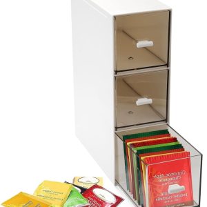 Opbergdoos voor Theezakjes met 3 Laden - Stapelbare en Transparante Organizer voor Thee, Koffiepads en Suiker
