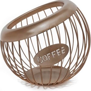 Opbergmand - Koffiecapsulehouder - Metalen Opbergmand voor Aanrecht - Grote Capaciteit - Voor Koffiebar Accessoires - Bruin