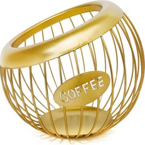 Opbergmand - Koffiecapsulehouder - Metalen Opbergmand voor Aanrecht - Grote Capaciteit - Voor Koffiebar Accessoires - Goud