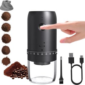 Oplaadbare Elektrische Koffiemolen - 40 Instelbare Maalniveaus, Keramische Maalkern, USB & Batterij, Compact voor Reizen en Kamperen