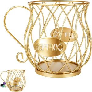 Opslagmand voor Koffiecapsules - Organizer voor Koffiepads, Ideaal voor Thuis en Koffiehuizen, Goudkleurig Design