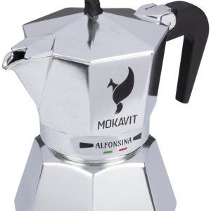 Percolator - Mokavit Alfonsina One - Italiaanse design Moka koffiezetter - 3 kopjes - Geschikt voor gas, vitro en inductie
