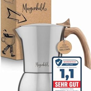 Premium espressomachine voor 4 kopjes, 200 ml, roestvrij staal, mokkakan, espressokan geschikt voor alle warmtebronnen en vaatwasmachinebestendig