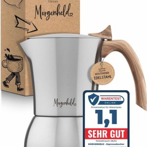 Premium espressomachine voor 6 kopjes - 300 ml, roestvrij staal, geschikt voor alle warmtebronnen, vaatwasmachinebestendig