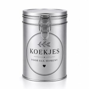 Ronde Voorraadbus met Beugelsluiting - Koekjestrommel - Bewaarblik - Theeblik - Luchtdicht - 650 ml - Zilver