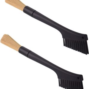 Set van 2 reinigingsborstels voor koffiemachines, multifunctionele borstels voor espressomolen, zwart, polypropyleen, PET-borstelharen