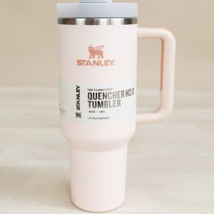 Stanley Flowstate Quencher 40oz - Drinkbeker - Drinkfles - Tumbler Met Rietje - Thermosbeker - Handvaten - 1200ML - Thermosfles - RVS Fles - licht-Roze-Cup To Go - Deksel - Koffie To Go - Ijskoffie Beker -smoothie-