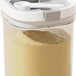VHV-Voorraadpot - Koffiebonen bewaarbus - Voorraadbus - Voorraadpot met lepel - Luchtdicht - Transparant - Met maatschepje - Voor koffiebonen, suiker en granen - Keuken organizer - 12*12*20cm