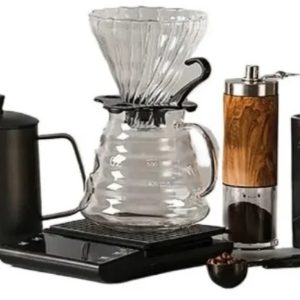 WiseGoods Slow Coffee Set 9-Delig - 0.5L - Filter Koffie Met Koffiemolen & Weegschaal - Coffeemaker - Gooseneck Ketel - Cafetière