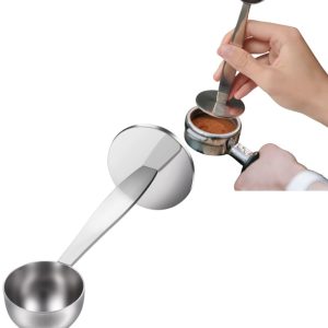 1 stuk -201 Koffiestamper - 2-in-1 multifunctioneel - Maatlepel - Stamphamer - Multifunctionele lepelhouder - 14,2*5 cm - Voor dagelijks koffiemalen en aanstampen - Zilver
