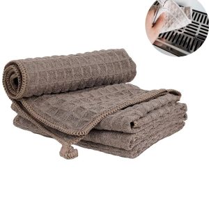1 stuk - Barista microdoek - microvezel reinigingsdoekjes voor barista's - koffiereinigingsaccessoires voor espressomachine - aanrecht - keukendoek - wafelstructuur(30 x 30 cm, bruin )