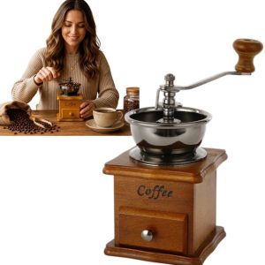 1 stuk - Handmatige koffiemolen - Metalen maalschijf - Maalapparatuur - Koffiemolen - 9.5*6.5*16 cm - Voor thuis en op reis, handmatig koffiemalen - Bruin