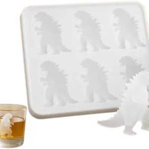 1 stuk - IJsblokjesvorm - IJsmaker - IJsvorm - Siliconen ijsvorm - Dinosaurus ijsblokjesvorm - Wit - 13×15×2 cm - Met deksel - Geschikt voor bier, ijskoffie, enz. - Kan gebruikt worden om ijsblokjes van koffie, fruit en wijn te maken