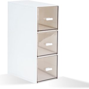 1 stuk kunststof organizer met laden, transparant deksel, ladebox, stapelbaar, thee-opbergdozen voor theezakjes, koffiepads, nagellak, make-uptafel organizer
