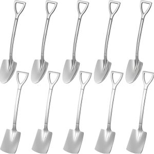 10 stuks creatieve lepels in schepvorm, koffielepel, dessertlepel, ijslepel, roestvrijstalen lepel, vaatwasmachinebestendig, voor koffie, thee, ijs, cake, 15,3 x 3,3 cm