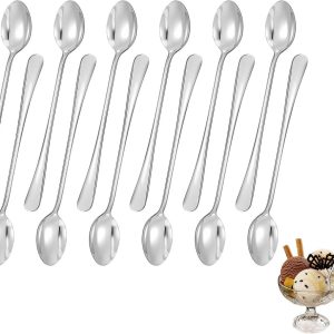 10 stuks dessertlepels, 19,5 cm, dessertlepel van roestvrij staal, koffielepel, hoogglans gepolijste koffielepel, scherpe punt, voor ijskoffie, ijsthee