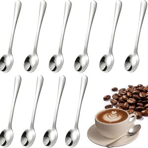 10 stuks espressolepels roestvrij staal mini 7,5 cm kleine lepels theelepel compacte koffielepel eenvoudig ontwerp voor kruidenpotjes specerijen zout honing theelepel