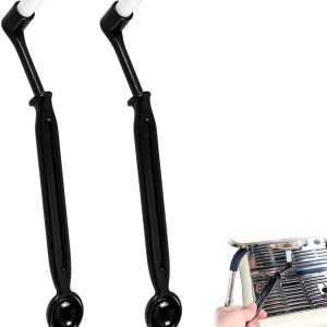 2 stuks koffie-reinigingsborstel met ingebouwde lepel: multifunctioneel, duurzaam nylon, ergonomisch ontworpen, geschikt voor espressomachines & molen, ideaal voor dagelijks onderhoud.