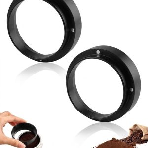 2 stuks koffiedoseerringen, 51 mm, magnetische trechter voor filterdrager, espressomachine, accessoires van aluminium voor koffiepoeder (zwart)
