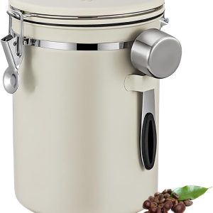 2,8 l koffiepads opslag luchtdicht: ronde koffiepaddoos voorraaddoos met lepel, koffiepads opslag metalen doos met deksel, 18,6 x 11,8 cm