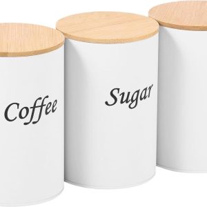 3 Stuks Voedsel Bewaarbus,Suikercontainer Geschikt voor Koffiebar - Geschikt Voor Snoep Havermout Koffiemelk Zout Keuken Aanrecht Werkblad Cafe En Kantoor