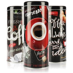 3x Koffiecup Bewaarblik met Deksel - Metalen Opbergblik voor Koffiecups, Koffie, Thee & Koekjes - Vintage Design Voorraadbus Set - 3-delig