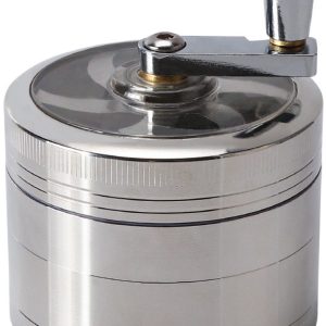 4-delige grinder van 60 mm met hendel - Crusher - Grinder - Molen - Koffiemolen - Kruidenmolen (Zilver, 6 x 7,5 cm)