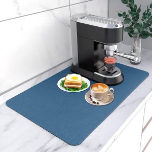 40 x 61 cm, Afwasdroogmatten voor aanrecht Absorberende verbergen vlekbar mat koffiebar accessoires anti-morsmat met rubberen achterkant past onder koffiezetapparaat, espressomachine