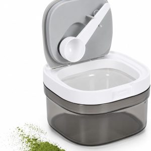 400 ml met lepel, transparante bruine pot met lichtbescherming, deksel en magnetische lepel, koffiedoos, theedoos, suikerpot voor matcha, koffie, thee, cacao