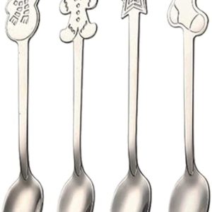 4Pcs Kerst Koffie Lepels Kerst Rvs Kleine Lepel Theelepels Dessert Lepel Nieuwjaar Kerst Ornament Servies