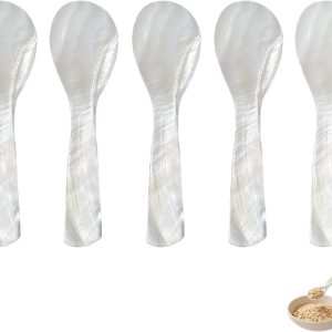 5 stuks eierlepels parelmoer, parelmoer lepel, kaviaarlepel, kaviaarlepel | schelplepel, voor koffie, zout, suiker, cake, jam, kaviaar, ijs, kiwi, ei, 8 cm