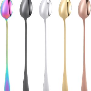 5 stuks ijslepel roestvrij staal lang 19,5 cm, sundae lepel, theelepel