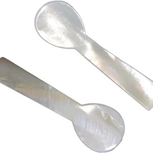 5 stuks parelmoer-lepels, kleine kaviaarlepels, set natuurlijke parelmoerlepel, eierlepel, platte uiteinden, zoutlepel, moeder van de parellepel, koffielepel voor het serveren van kaviaar en