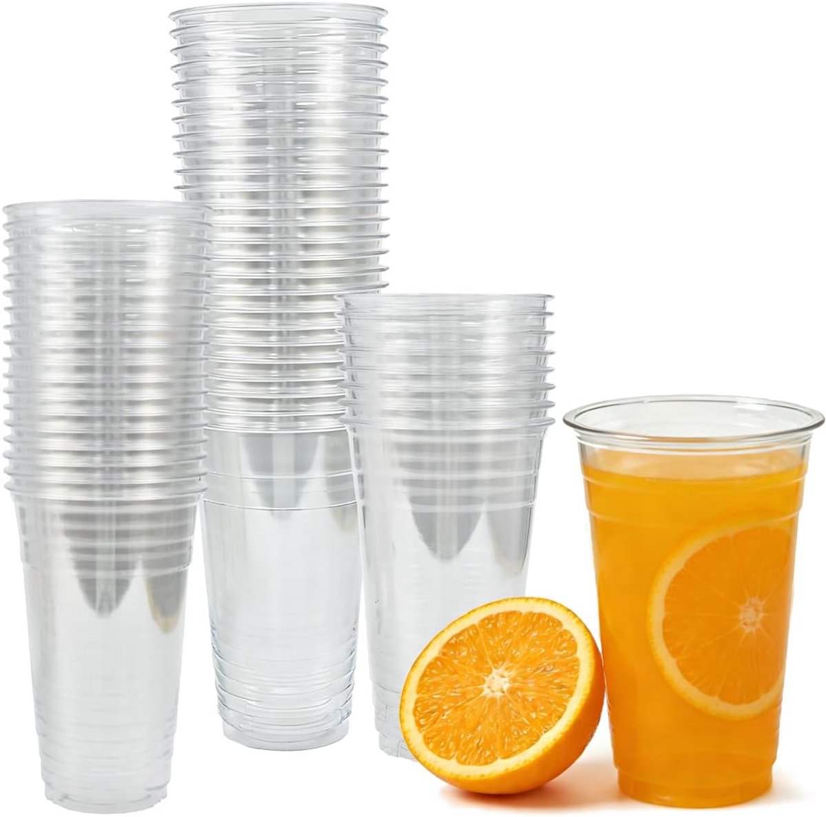 50 stuks drinkbekers van kunststof, herbruikbaar, 700 ml, zeer resistent, drankbekers, elegantie, koude functionaliteit, bestand tegen koude temperaturen, voor ijskoffie, dessert