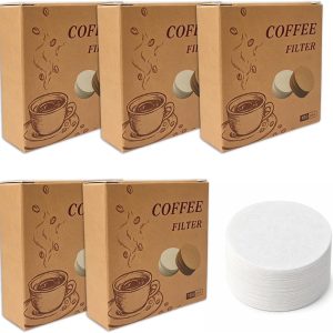 500 stuks ronde papieren filters voor espressomachine, 51 mm, ongebleekt, wegwerpfilters voor espressomachine en filterhouder, professionele ronde koffiefilters voor gefilterde koffie