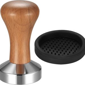51mm koffie tamper, espresso tamper voor koffie, roestvrij staal koffiestamper, 51mm stempel stamper set met houten greep voor espressomachine, cafés en koffieliefhebbers