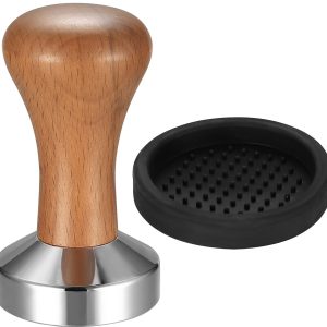51mm koffie tamper, espresso tamper voor koffie, roestvrij staal koffiestamper, 51mm stempel stamper set met houten greep voor espressomachine, cafés en koffieliefhebbers