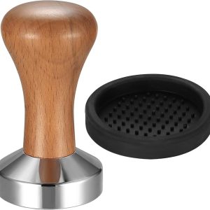 51mm koffie tamper, espresso tamper voor koffie, roestvrij staal koffiestamper, 51mm stempel stamper set met houten greep voor espressomachine, cafés en koffieliefhebbers