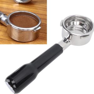 58mm 3-deurs portafilter, bodemloze koffiefilter voor espressomachine, zwart, ideaal voor barista's en koffieliefhebbers
