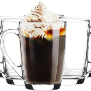 6-Delige Glasmark Krosno Latte Macchiato Cappuccino Theeglazen Set met Handvat Dessertglazen Waterglazen Koffieglazen Glühwein Ijskoffie Glühweinbekers Grogglazen - 300 Ml Cappuchino glazen