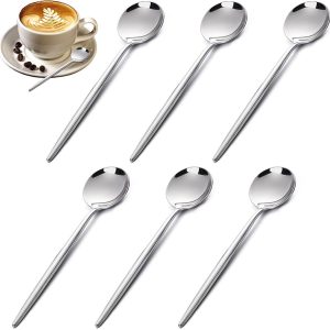 6 Hoogglans Roestvrijstalen Lepels Voor Koffie En Dessert | Mini Lepels Voor Espresso, Mokka, Yoghurt En Kleine Porties Voedsel