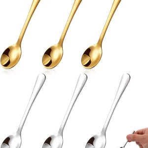 6 kleine lepels van 304 roestvrij staal voor kruidenpotjes, dessertlepel, koffielepels 7,5 cm, vaatwasser, kruidenlepel voor zout, suiker, poeder