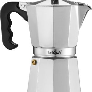 6-kops aluminium Italiaanse espressomachine voor gas- en elektrisch fornuis - moka pan met pakking en filter