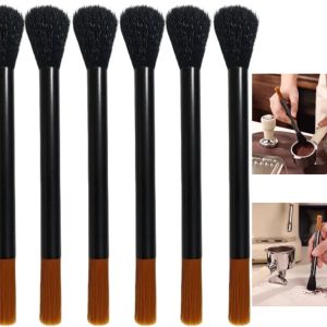 6 stuks - Koffiereinigingsborstel-Dubbelzijdige borstel voor espressomachines en koffiemolens - Borstel voor kieren en barbladen - Borstel met lange steel - 15,2 cm - Duurzaam - Geschikt voor espressomachines, koffiemolens en barista-gereedschap