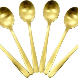 6 stuks gouden espressolepels van roestvrij staal, kleine koffie- en mokkalepels, mini-theelepel voor espresso, thee, dessert, praktisch voor thuis en café