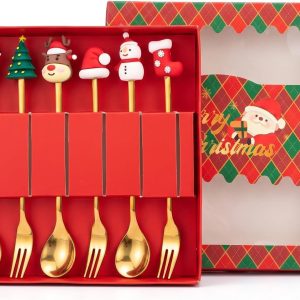 6 stuks kerstlepels kerstbestekset met doos lepel Kerstmis