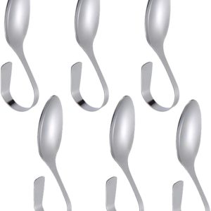 6 stuks voorgereelepels, roestvrij staal, jamlepel, gebogen handvat voor thee, koffie, dessert, cake, ijs, ijsbeker, party, keuken, decoratie, zilver