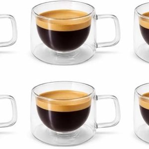 6 x dubbelwandige espressoglazen 150 ml thermoglas latte cappuccino set